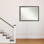 Amanti Art Grey Wall Mirror 33x43 Angled Metallic Rainbow Rectangle Bathroom Mirror for Wall Decor Living Room, X-Large Modern Contemporary Wood Frame, Hangs Horizonally and Vertically, Bathroom Decor