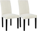 VECELO Upholstered Dining Chairs Set of 2, Modern Fabric and High Back & Solid Wood Legs, Parsons for Kitchen/Living Room- Beige