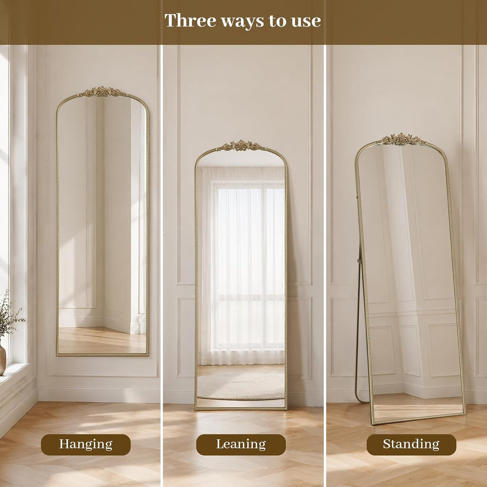 HOMECOOKIN Gold Vintage Arched Full Length Mirror, 65"X22" Antique ...