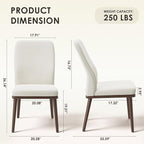 Upholstered Dining Chairs Set of 2, Modern Kitchen Chairs with High Back, Padded Fabric Dining Room Chair with Solid Wood Legs for Restaurant/Cafe/Home, Beige