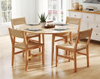 Mid Century Modern Rattan Dining Chairs Set of 2, Natural Beechwood Kitchen Chairs Farmhouse Woven Dining Room Chairs, Armless Boho Cane Wicker Chair Wooden Dining Chairs with Weave Hemp Seat and Back