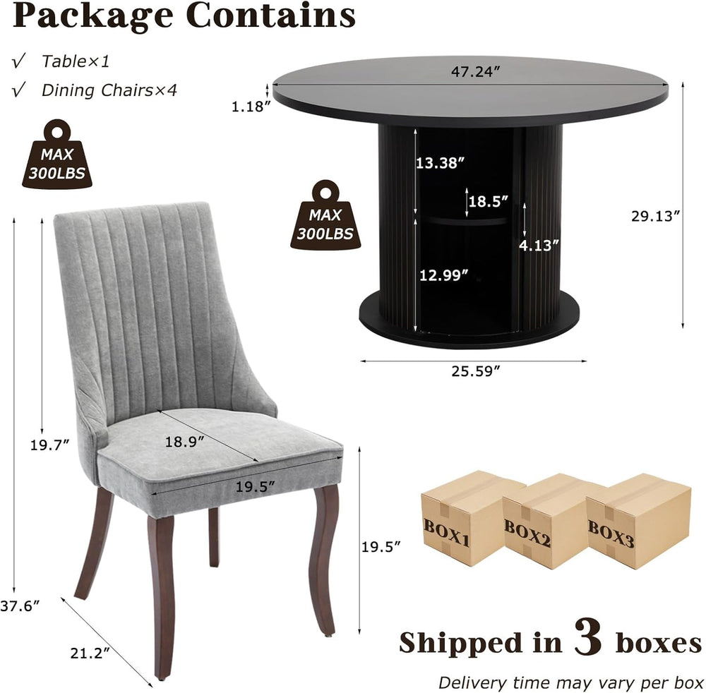 SoarFlash Kitchen Table and Chairs for 4, 47" Dining Table Set for 4 wit...