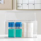 iDesign Plastic Stackable Hinged-Lid Storage Box - Set of 4 - Clear | Pantry or Kitchen Use