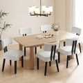 GOTMINSI Mid Century Modern Dining Chairs,Velvet Farmhouse Upholstered Kitchen Chairs, Accent Curved Backrest Dining Room Chairs with Hardwood Legs (Beige, 6PCS)