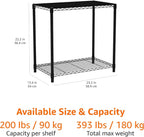 Amazon Basics 2-Shelf Stackable Storage, 13.3" D x 23.2" W x 22.2" H, Black