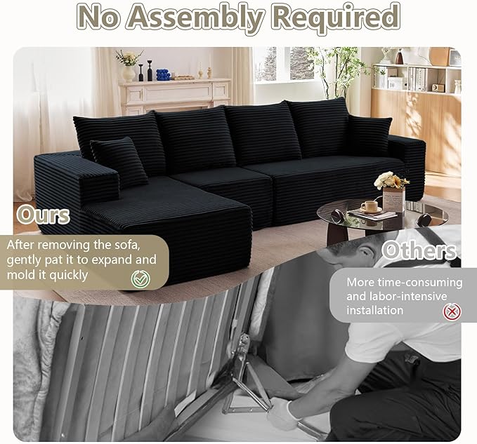135" Modular Sectional Couches for Living Room, Comfy L Shaped Cloud Cou...