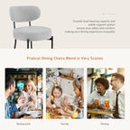 Sweetcrispy Dining Chairs Set of 4, Boucle Upholstered Modern Mid Century Round Kitchen Chairs with Curved Backrest & Metal Legs for Vanity, Living Room - Grey
