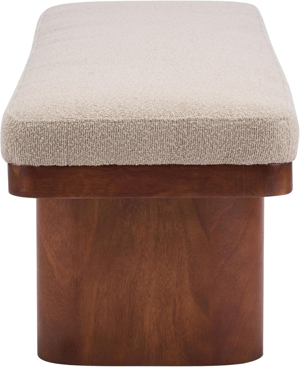 Christopher Knight Home 55" Chenille Upholstered Bench with Solid Rubber...