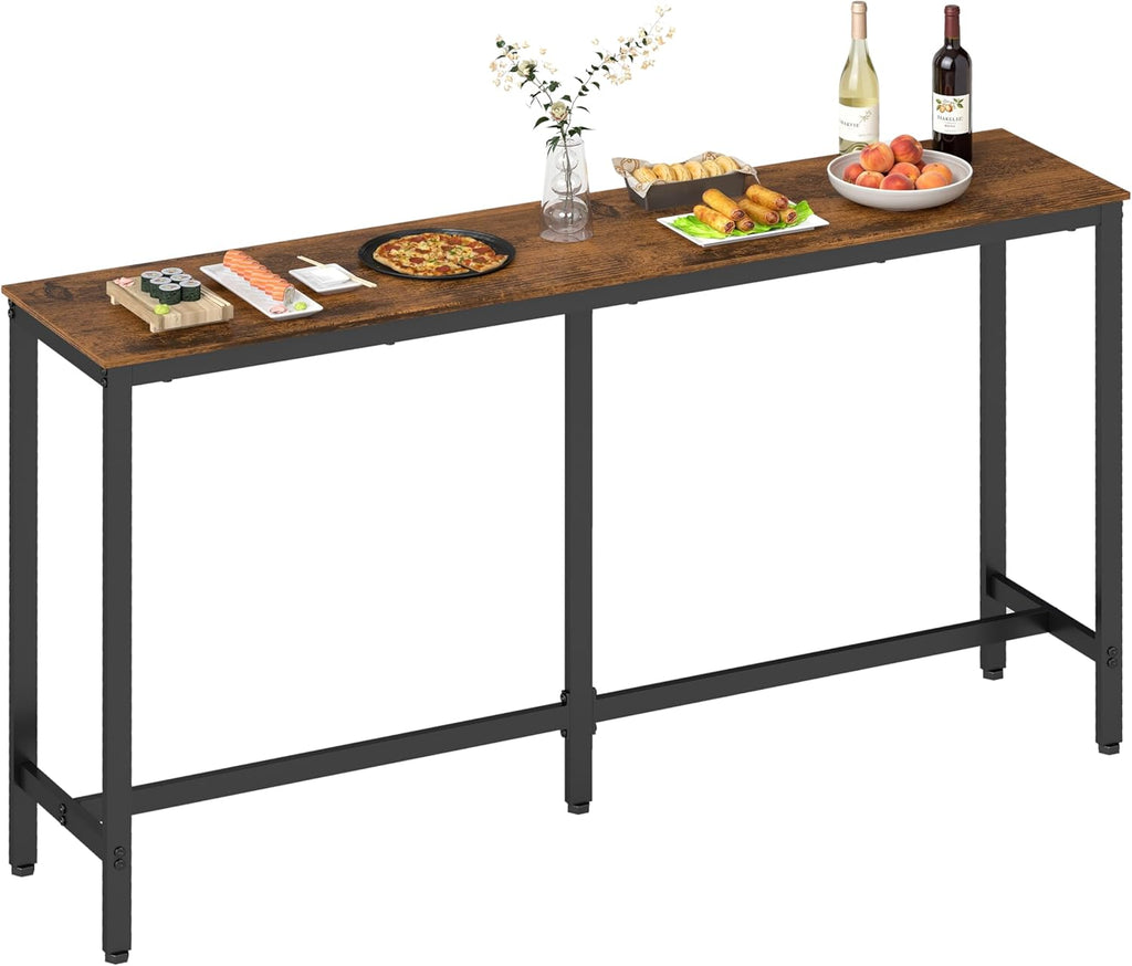 FDW 71” Bar Table, Bar Height Pub Table with Sturdy Legs & Adjustable Foot Pads, Counter Height Dining Table for Bar, Pub, Kitchen, Dining Room, Coffee Shop – Brown