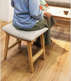 AZUMAYA Home Wooden Tropez Low Stool Textile Fabric Seat Light Green Chair CL-790CGR