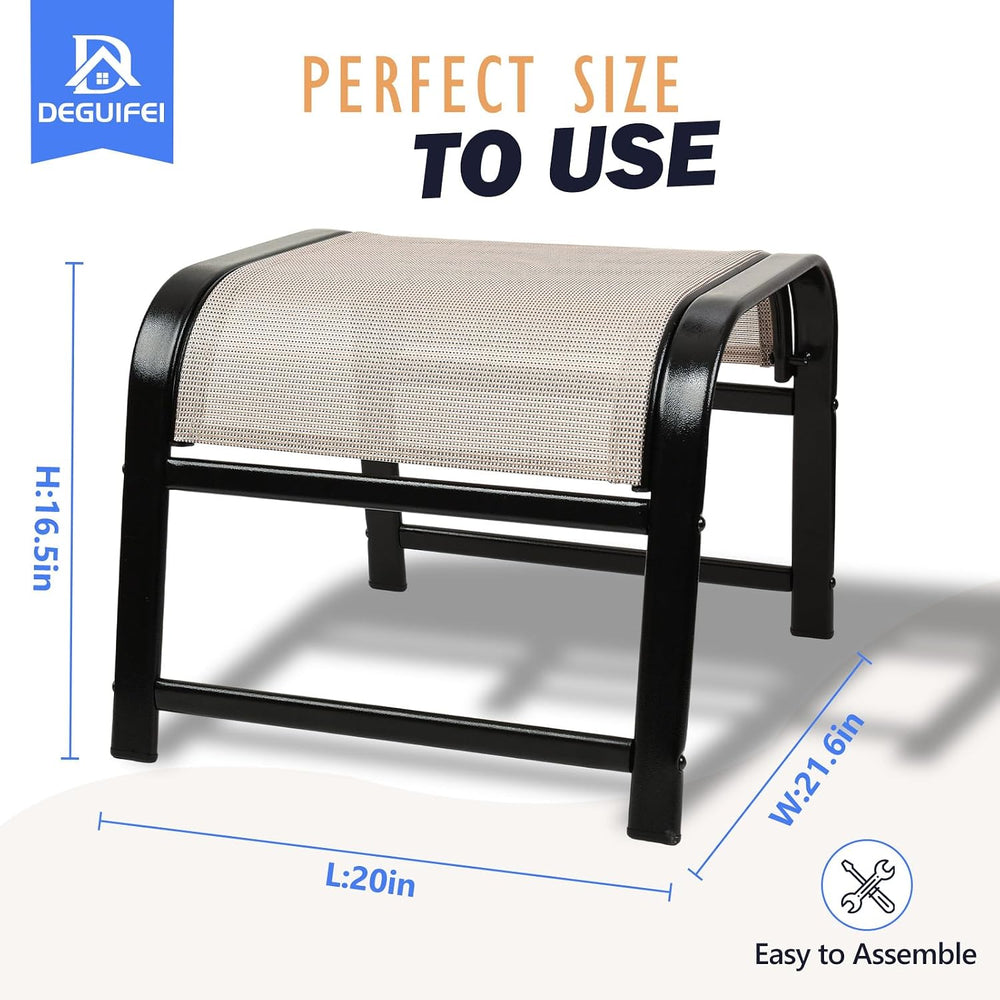 Patio Outdoor Footstool 2 Set, Sturdy Textile Stackable Ottoman Small Seat fo...
