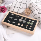 Coward Bamboo Ring Display Holder Jewelry Storage Tray Organizer Ring Stand For Show(Black)