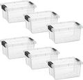 Superio Clear Storage Bins with Lids, Stackable Storage Box with Latches and Handles, Extra Small, 6 Pack 1.75 Quart