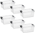 Superio Clear Storage Bins with Lids, Stackable Storage Box with Latches and Handles, Extra Small, 6 Pack 1.75 Quart