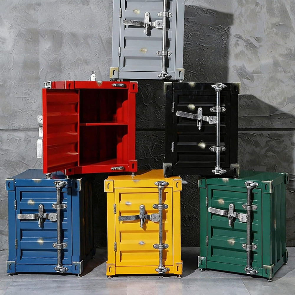Industrial Metal Side Table, Industrial Bedside Table, Container Style Locker...