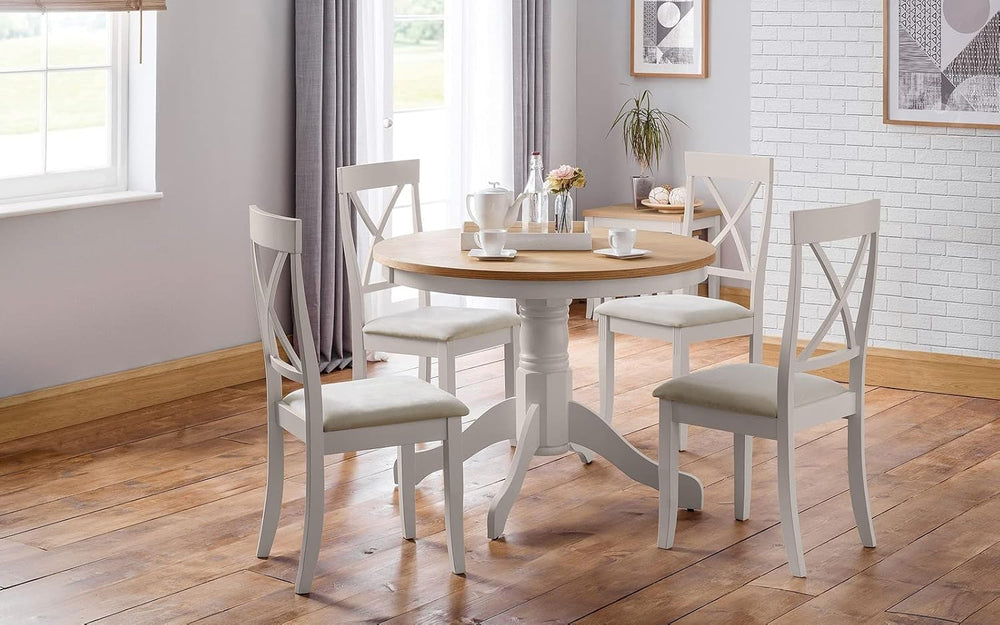 Julian Bowen Davenport Round Pedestal Table, Grey/Oak - H74.5xW106xD106cm | T...
