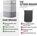 Laundry Hamper, Large Woven Rope Tall Laundry Basket with Handles, 22" X 17" X 13", Decorative Storage Basket for Clothes and Blankets in Living room, Bedroom, Grey & White