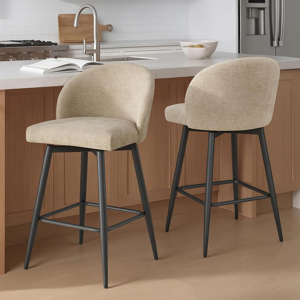 Zerel's Home 26" Counter Height Bar Stool Set of 2,Linen Fabric Upho...