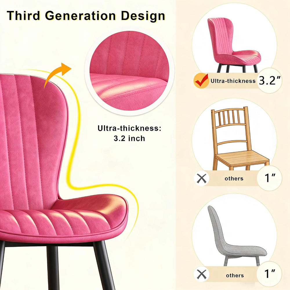 Dining Chairs Set of 2,Pink Leather Dining Chair Upholstered,Kitchen Chair,Mo...
