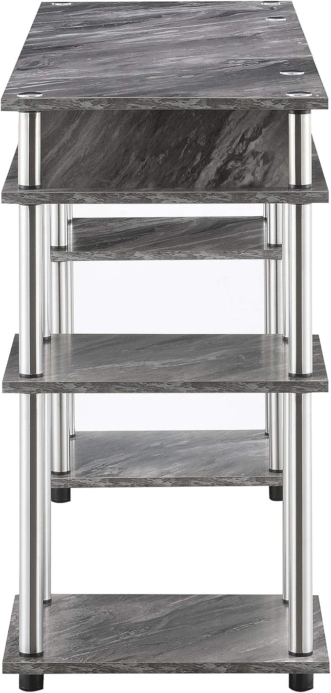 Convenience Concepts Designs2Go No Tools Desk Home Office Desk with Shelves, Corner Shelf Vanity Desk Computer Desk Nail Table for Nail Tech - 47.25" L x 15.75" W x 30" H, Gray Faux Marble