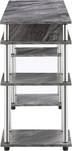 Convenience Concepts Designs2Go No Tools Desk Home Office Desk with Shelves, Corner Shelf Vanity Desk Computer Desk Nail Table for Nail Tech - 47.25" L x 15.75" W x 30" H, Gray Faux Marble