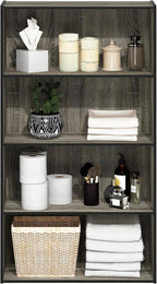 Furinno Pasir 4 Tier Open Shelf, French Oak Grey