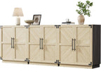 SICOTAS Large Modern Industrial Sideboard Buffet Cabinet with Storage Doors | Rustic Extra Wide Sideboard Buffet Cabinets, Accent Credenza Storage Cabinet with 6 Doors and Adjustable Shelves for Entryway