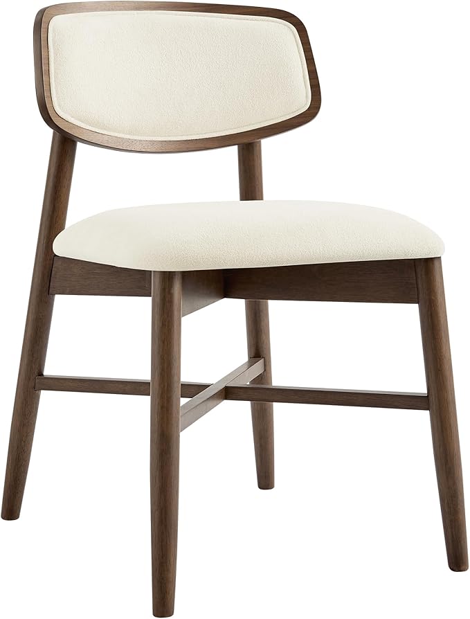 CHITA Wooden Dining Chairs Set of 4, Mid Century Modern Dining Room Chair, Natural Solid Wood Frame Kitchen Chairs, for Dining Room, Kitchen, Living Room (Upholstered Seat, Walnut)