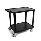 Pearington 2-Tier Compact Multi-Purpose Plastic Utility Cart with Lockable Wheels up to 150lbs, Black