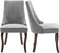 Mid Century Dining Chairs Set of 2, Gray Modern Kitchen & Dining Room Chairs Set of 2, Fabric Upholstered Kitchen Chairs, Sillas de Comedor, Wood Legs (Grey, 2 Pcs)