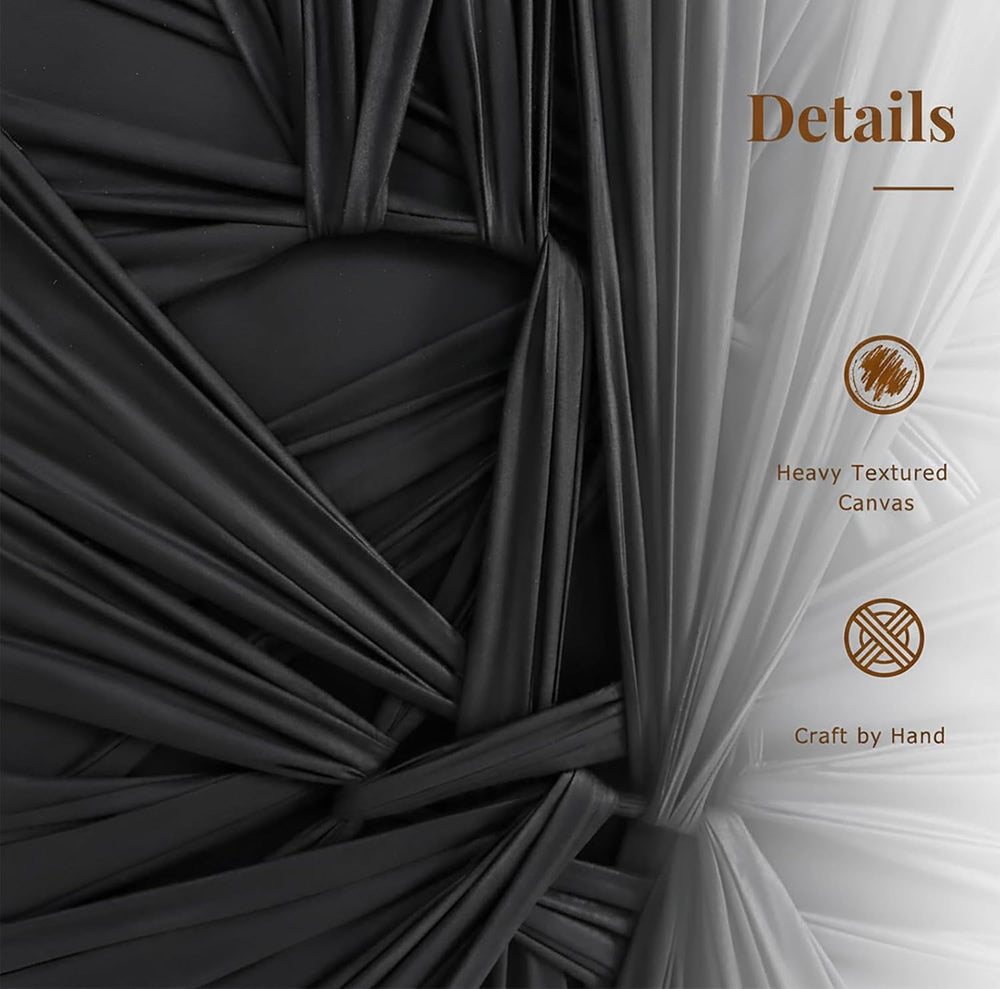 SAFERRYHOME Black Abstract 3D Textured Thick Minimalist Wall Art,24"x36&...