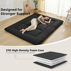 XICIKIN 2.5" Japanese Floor Mattress, Foldable Floor Mattress with Washable Cover Japanese Futon for Camping, Guest (Black, Twin)