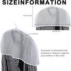 24PCS Garment Covers For Hanging Clothes, Shoulder Covers For Hanging Clothes, Dust Covers For Hanging Clothes, Suit Covers For Closet, Plastic Covers For Clothes, With 2" Gusset, 24''W X 12"H X 2''D