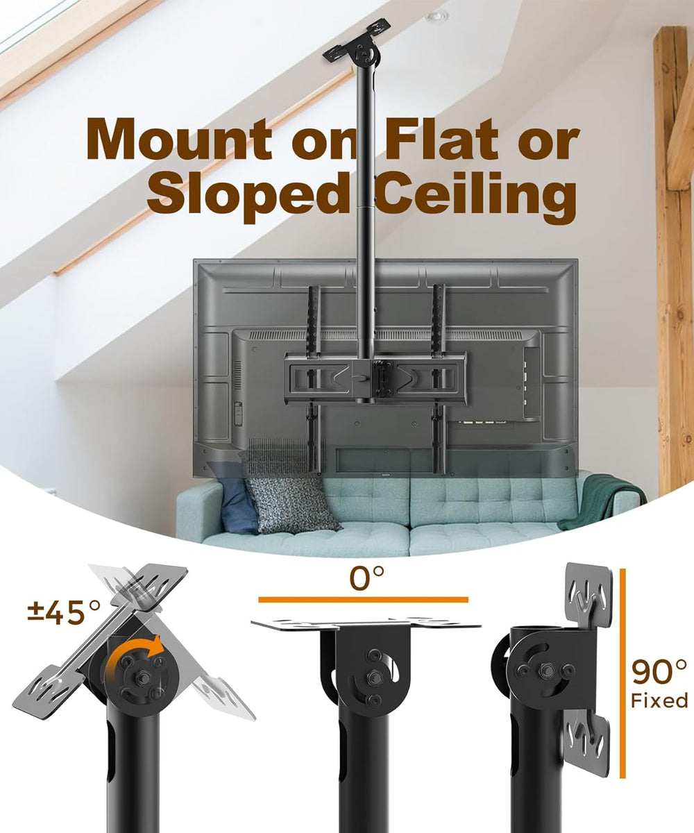39” Ceiling TV Mount for 26-65 Inch LCD LED OLED 4K TVs, Heavy Duty Hanging T...