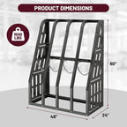 Vertical Long Parts Storage Rack, 1,500 lb Capacity, 4-Bay Black Steel Bar/Lumber Rack with Safety Chain, 48" W x 24" D x 60" H for Garage/Workshop/Factory