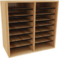 AdirOffice Wooden Adjustable Literature Organizer, 16 Compartment Office Mailbox, or Classroom Literature Organizer, Medium Oak