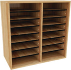 AdirOffice Wooden Adjustable Literature Organizer, 16 Compartment Office Mailbox, or Classroom Literature Organizer, Medium Oak