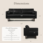 Poly & Bark Napa Leather Couch - 88.5-Inch Office Sofa with 2 Bolsters - Full-Grain Leather Sofa for Living Room with Feather-Down Topper - Living Room Couch - Vintage Italian Leather in Onyx Black