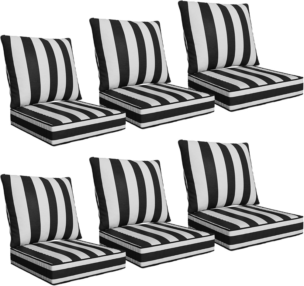 22" x 22" x 6" Outdoor Deep Seat Cushions Set - 6 Set Waterpro...