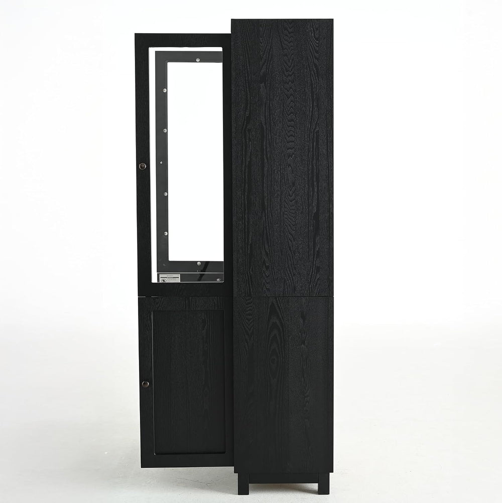 LUMISOL 74.5" Tall Kitchen Pantry Cabinet with Glass Doors & Adjusta...
