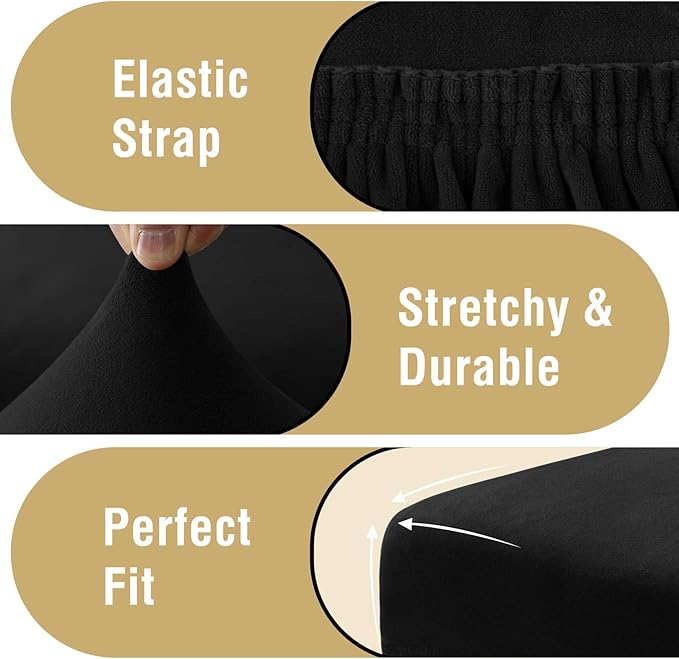 H.VERSAILTEX Velvet Dining Chair Covers Stretch Chair Covers for Dining Room Set of 2 Parson Chair Slipcovers Chair Protectors Covers Dining, Soft Thick Solid Velvet Fabric Washable, Black