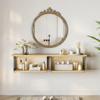 Floating Nightstand Set of 2, 2-Tier Floating Shelves Wall Mounted,Floating Bedside Table Wall Shelf,Display Wall Shelves for Bedroom,Living Room, Bathroom, Kitchen, Natural