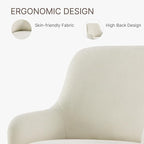 Swivel Dining Chair Set of 1, Mid Century Modern Chair Fabric Upholstered Armchair with Armrest & Ergonomic Backrest for Dining Room, Kitchen, Bedroom, Living Room, Beige