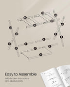 SONGMICS Luggage Racks for Guest Room, Set of 2, Suitcase Stand with Storage Shelf, Steel Frame, Foldable for Easy Storage, Hotel, Bedroom, Black URLR003B02