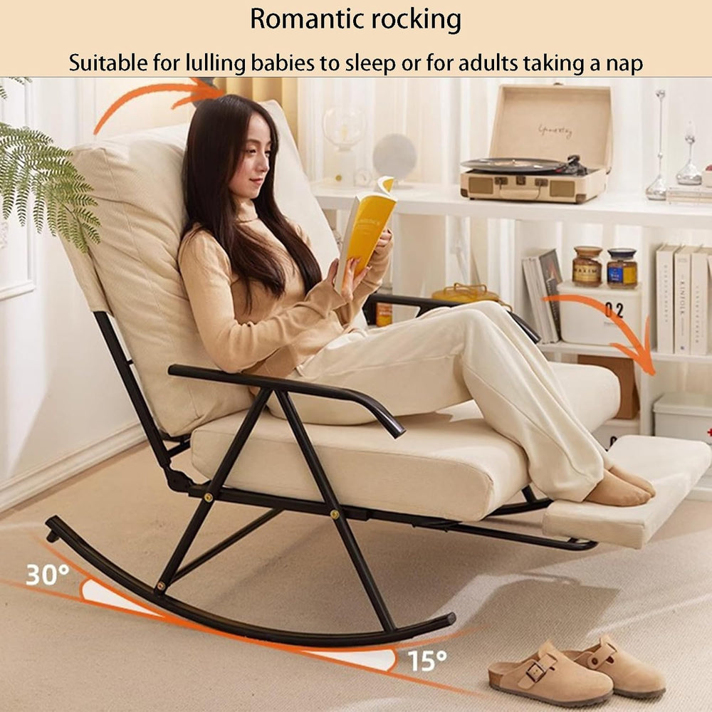 92cm Wide Double Rocking Chair,Featuring an Adjustable backrest and Retractab...