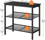 HOOBRO Black Side Table, 3-Tier Metal Side Table, Small Black Table with 2 Flat or Slant Adjustable Shelves for Small Spaces, Hallway, Living Room, Bedroom, Sturdy, Easy Assembly, Black BB23BZ01G1