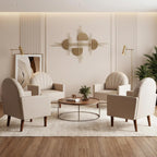 Modern Accent PU Chair, Living Room Chair Upholstered Single Sofa Chair with 4 Sturdy Legs, Contemporary Reading Chair for Living Room, Reading Room, Bedroom (Cream with Shell backrest)