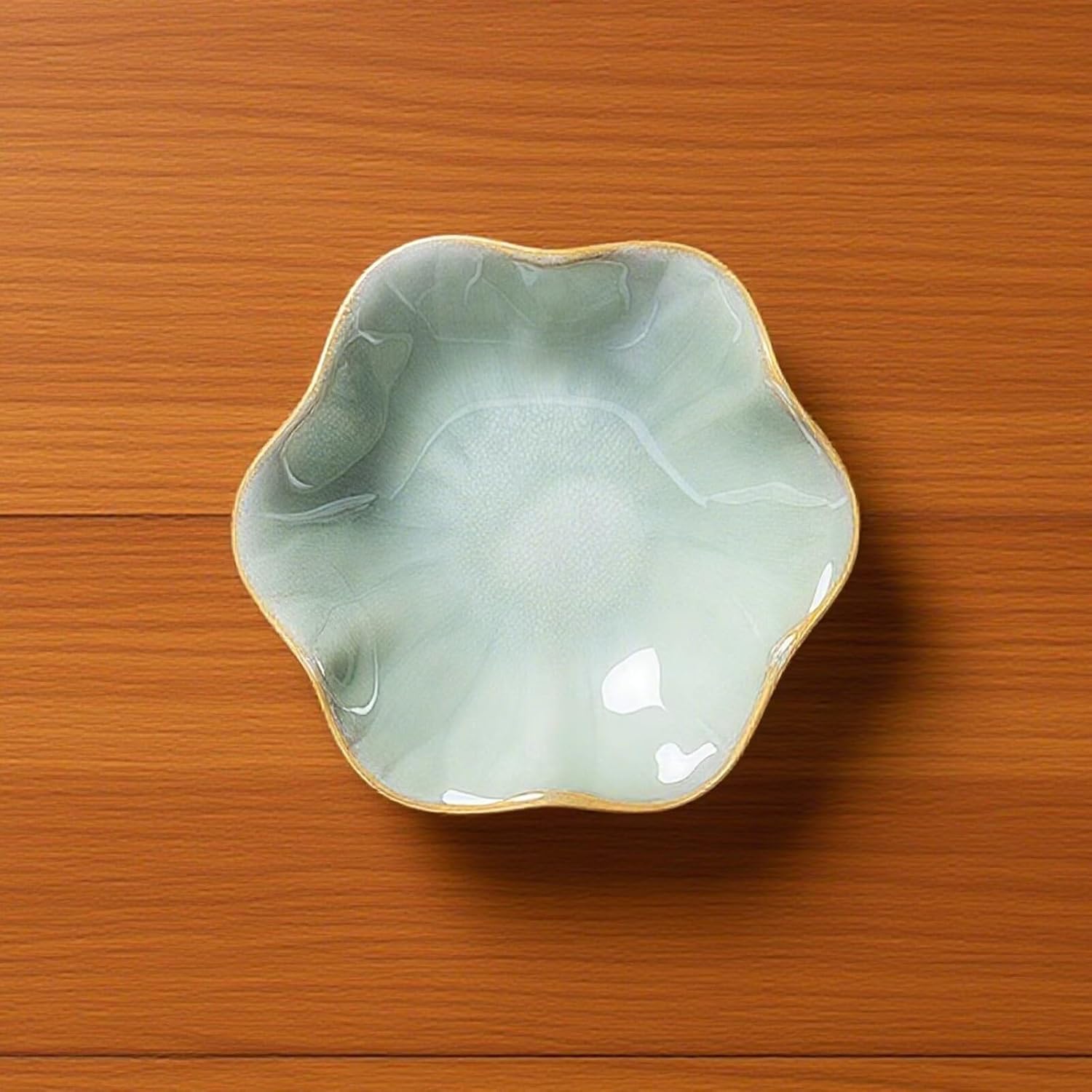 2Pcs Ceramic Jewelry Dish - Lotus Leaf Shape, for Ring Holder Necklace Small Key, Suitable for Mother Friend Sister, Gifts for Women, Cute Plate Trinket Tray, Home Decor (Green & White)