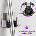 Broom Holder Wall Mount Screw Drilling, Sturdy Heavy Duty Stainless Steel Mop Gripper Rack Perforated, Perfect for Laundry Room Organizer, Fit with Laundry Kitchen Garage Garden Storage System
