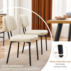 Sweetcrispy Dining Chairs Set of 4, Upholstered Mid Century Modern Kitchen Dining Room Accent Chairs with Faux Leather Cushion Seat & Metal Legs for Kitchen, Living Room - Beige White